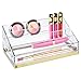 mDesign Plastic 4 Tier Cosmetic Palette Organizer with 4 Compartments for Bathroom Vanity, Countertop or Cabinet to Hold Makeup, Lipstick, Eyeliner, Beauty Accessories - Clear/Soft Brass