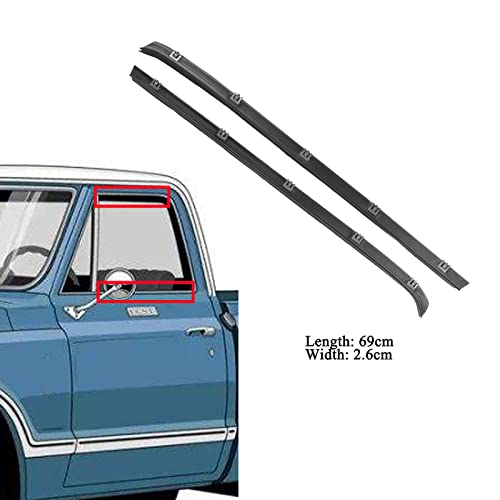 Front Door Window Rubber Run Sweep Felt Trim Seal Weatherstrip Kit Compatible With Su-Burban Ji-Mmy Che-Vy C10 C20 C30 K10 K20 K30 G-Mc C1500 C2500 C3500 K1500 K2500 K3500 Truck Parts #TOP1