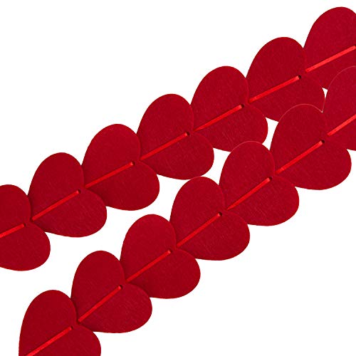 Valentines Day Decorations - 80 PCS Red Felt Garland Hanging String Hearts - NO DIY - Valentines Day Decor for Home Office Wedding Anniversary Birthday Party