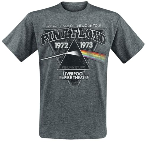 Pink Floyd The Dark Side of The Moon - Liverpool 1972 Homme T-Shirt Manches Courtes Gris chiné M