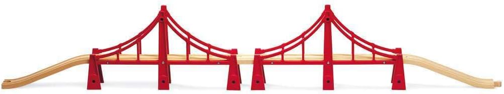 BRIO World Double Suspension Bridge - FSC-Certified Longest Wooden Train Track Bridge - Compatible with All BRIO Railway Sets - 5-Piece Set of 2 Bridges & 3 Tracks - Creative Fun for Kids Ages 3 & Up