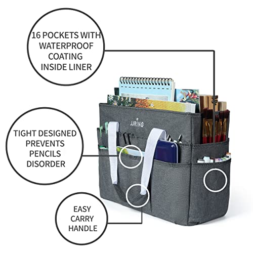 Jjring Craft Organizer Tote Bag, Large Art Storage Caddy With Multiple Pockets, Gray Sewing Bag For Art, Craft, Scrapbooking, School, Medical, And Office Supplies Storage #TOP3