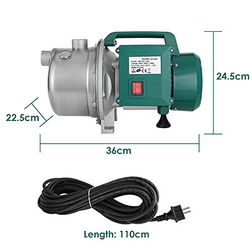 Tuinpomp (1100 W, 4600 l/h max. 45 m debiet, roestvrijstalen behuizing, overbelastingsschakelaar, met automatische functie en droogloopbeveiliging, voor zwembad) - Image 4
