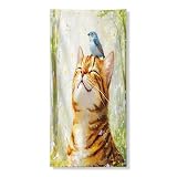 Couverture de porte motif chats du Bengale printanier, 91,4 x 182,9 cm, mignon oiseau bleu forêt à suspendre pour décoration de porte d'entrée, fournitures d'intérieur et d'extérieur pour entrée