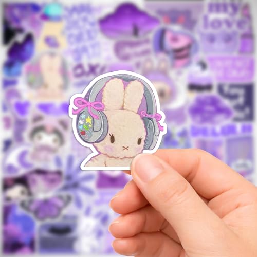 Image of Purple Aesthetic Sticker Pack (50+ Stickers) | Lavender & Lilac Vibes | Glossy Premium Vinyl | Waterproof, Scratch & Fade Resistant | Stickers for Laptop, Bottle, Phone Cover & Bike