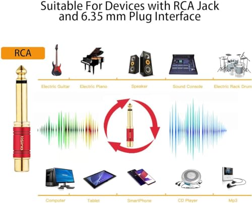 Adaptador RCA a Jack 1/4 TS Mono 2 Pack Tisino miniatura 4