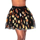 Dmaiy Halloween Tutu Skirt Women Tulle Tutus Adult Elastic Dance Skirts Layered Tutu for Easter Costume Performance Cosplay (Orange Pumpkin Head)