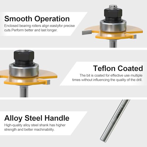 Image of 1 /4 Shank 3 Wing Slotting Cutter Router Bit for T-Molding Slot Cutting | 1 /8 inch Carbide Height