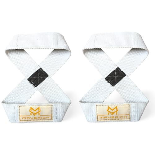 Maverick Straps Deadlift Straps For Gym Figure 8 Lifting Straps For Weightlifting Wrist Support For Gym/Wrist Straps Men, Women With Soft Padding & Strong Grip For Powerlifting, Deadlift, Strength & Cross Training (Ivory)