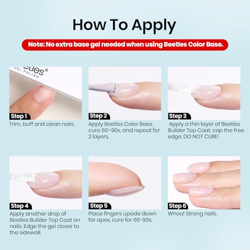 Image of Beetles Rubber Base Gel and Builder Top Coat Gel Nail Polish Set, 2Pcs 15ML Nude Nail Polish Pink Neutral Color Base No Wipe Builder Top Coat, Thick Flexible Base for Nails Strengthening