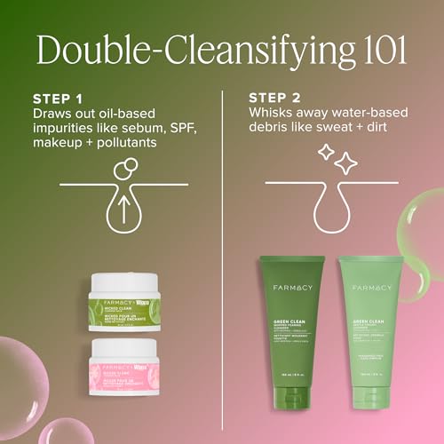 Image of Farmacy x WICKED Cleansing Balm Skin Care Set - Travel Size Makeup Remover Duo - Limited Edition Wicked Clean Skincare Set Includes Pink & Green Balms - Gently Removes Make Up, SPF & Oil (2 Count)