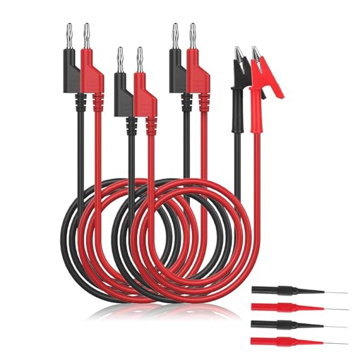 6 Piezas Cables de Multímetro, Cable de Prueba de 4mm Conector Banana a Conector Banana Cable de Prueba multímetro extensión de Cables de Prueba electrónica