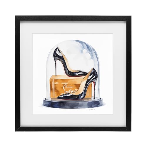 Black Heels Dome Glam Fashion, 16 x 16 Inch Framed Print Under Glass