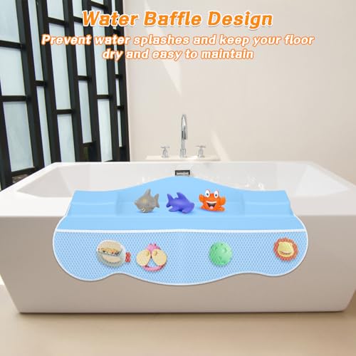 Bonikita Badewannenablage für Kinder Spritzschutz, Wannenregal und Organizer für Baby-Badespielzeug, Spritzablage mit 8 Saugnäpfen, Kleinkind-Badespielzeugmatte