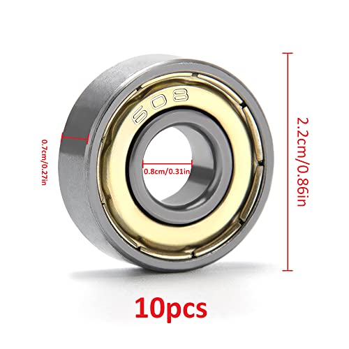 YIXISI 10 PCS 608 ZZ Ball Bearings, 608zz Skateboard Bearings - Image 2
