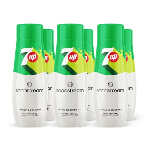 SodaStream Flavours 7Up Sparkling Drink Mix, Fizzy Drink Maker Concentrate, Original Soda with Natural Lemon & Lime Flavouring, Caffeine Free, Official 7Up x SodaStream Syrup - 6 x 440ml Multi Pack