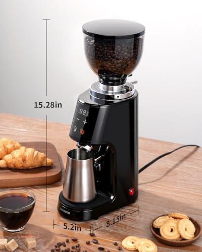 SHARDOR 64mm Flat Burr Coffee Grinder, 100 Settings, Anti-Static, Black — view 7