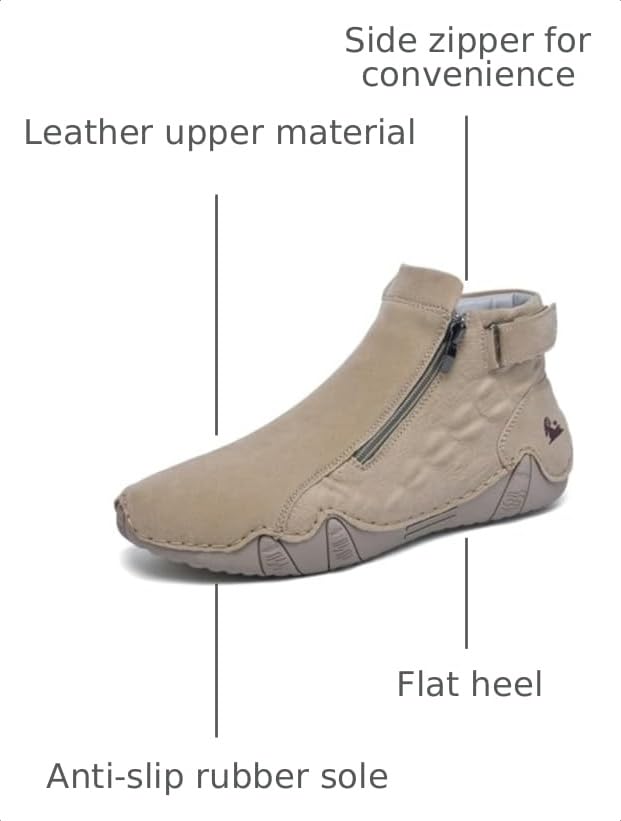 Image of Mens Mid-Top Leather Chukka Ankle Boots with Side Zipper Casual Comfortable Round Toe Non-Slip Flats Loafers for Walking Outdoor Hiking