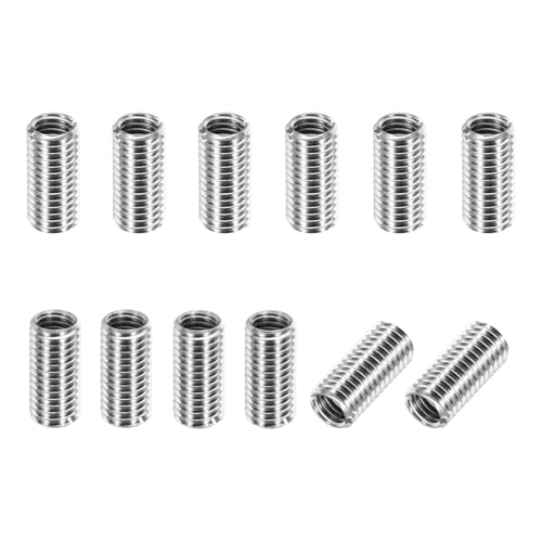 PATIKIL Thread Adapters Sleeve Reducing Nut, 12Pcs M10x1.5 Male to M8x1.25 Female Repairing Insert Nut Screw Reducer Conversion 303 Stainless Steel Fastener 20mm