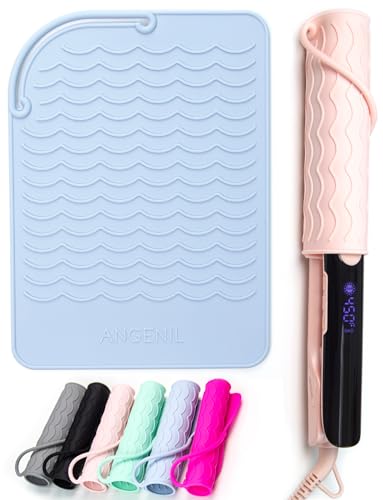 Image of ANGENIL Heat Resistant Silicone Mat for Hair Tools - Counter Mat Pad Cover for Curling Irons, Flat Irons, and Hair Straighteners (9 inch x 6.5 inch)