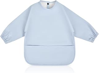 Vicloon baby bibs with sleeves, long sleeve bibs bib waterproof with pockets, Long Sleeve Bibs for Feeding and Playing with Your Baby for Baby Baby 6 to 12 Months