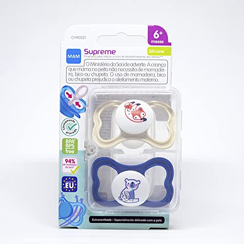 Mam Baby Chupeta Mam Supreme 6+ Meses - Embalagem Dupla - Azul