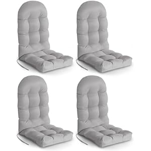 GREENVINES Adirondack-Chair-Cushions-Set-of-2 | Polyester | Waterproof | Outdoor High Back Rocking Chairs Cushion | Seat with Ties | Non-Slip | Thickened Pad for Patio | 44.5" x 18.9" x 4.5"