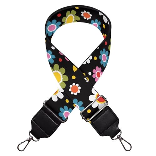 Image of TODIYADDU Colorful Hippie Flower Bag Straps Replacement Crossbody Daisy Floral Wide Shoulder Strap for Women Students Office Workers Suitable for Crossbody Bag Handbag Computer Bag Guitar Nice Gifts