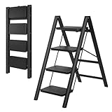 【Pré-assemblée pour une utilisation immédiate】L'échelle à 4 marches est prête à l'emploi dès sa sortie de l'emballage, aucun assemblage n'est nécessaire. L'échelle peut être pliée et dépliée en 1 minute. Les marches métalliques antidérapantes et le cadre triangulaire stable garantissent un accès sûr aux étagères, aux luminaires ou aux rangements.