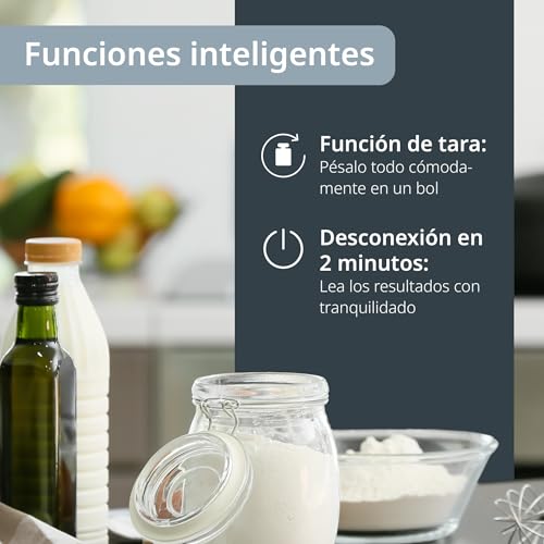 ADE Báscula digital de cocina con capacidad de carga de 15 kg, báscula de gramo precisa, gran pantalla con números luminosos, incluye pilas AAA, diseño redondeado, color negro - imagen 6