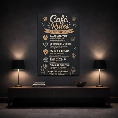 Toile Animals Pet Rules grand format 60x90cm pour habiller un mur vide