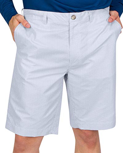 Three Sixty Six Seersucker Golf Short for Men - Quick Dry Casual Walk Shorts - 10 Inch Inseam Sky Blue