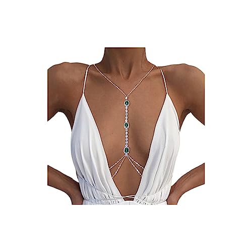 Fiasaso 2 Pieces Rhinestone Body Chains For Women Sexy Bikini Nightclub Body Chains Bra Chains Belly Body Chains Waist Belly Chain Body Jewelry For Women #TOP25