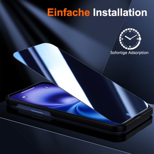 UniqueMe für iPhone 16 für Panzerglas Sichtschutz - Sichtschutzfolie – Ansicht 8