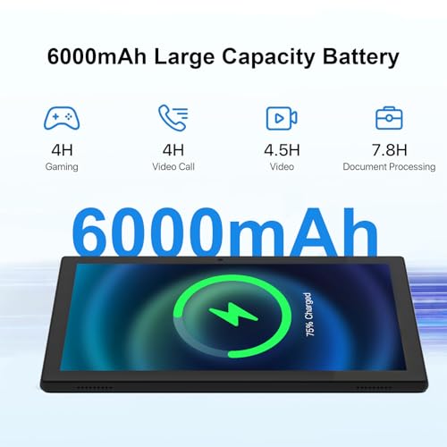 ATOZEE Tablet de 10 polegadas, tablets Android 14 8 GB de RAM, 64 GB de ROM, 1024 GB, tablet expansível de 2 MP, câmera de 8 MP, Bluetooth, WiFi-6, tablet de 10,1 polegadas, IPS tela HD de 10 - Imagem 7