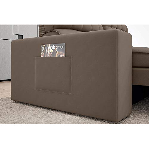 Sofá Omega Retrátil e Reclinável Velosuede Marrom 2,30m (l)