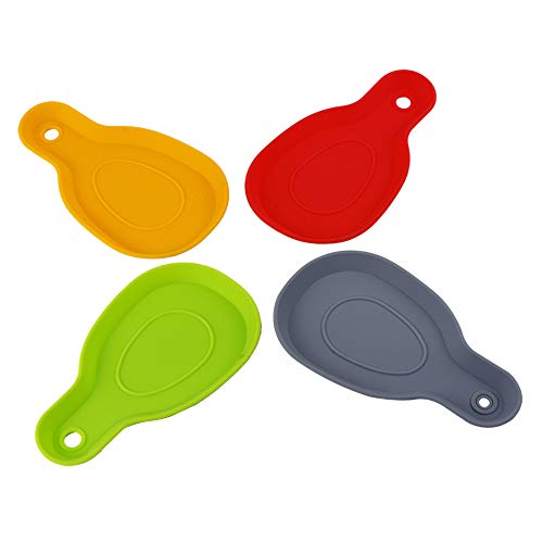 Webake Silicone Spoon Rest For Stove Top, Cooking Spoon Holder, Ladle Holder, Spatula Holder For Kitchen, Dining Table, Fork, Bbq Brushes, Tongs And Kitchen Utensils Set Of 4 (Multiple Colors) #TOP1