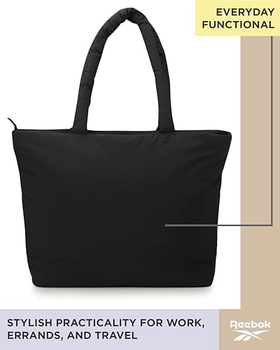 Image of Reebok Womens Tote Bag - Large Lightweight Puffer Travel Tote with Zipper - Carry On Shoulder Bag Work Bags for Women