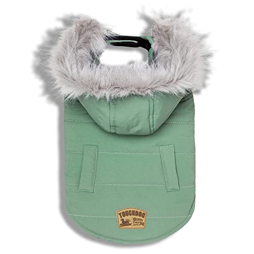 Touchdog 'Eskimo-Swag' Duck-Down Parka Dog Coat, Large, Mint Green #TOP16