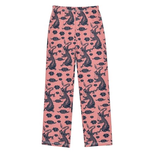 Flying Dragon with Cloud Boys Long Pants Soft Trousers Elastic Waist Kids Lounge Bottoms with Pockets S-XL
