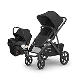 UPPAbaby Vista V3 Stroller + Aria V2 Infant Car Seat Travel System Combo – Toddler Seat, Bumper Bar, Bug and Rain Shields, Car Seat Base, and Infant Insert Included – Jake (Charcoal)