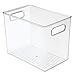 mDesign Plastic Modern Kitchen, Pantry Food Storage Container Bin w/ Handles - Cabinet, Fridge/Freezer, Countertop Organizer - Snacks/Drink/Appliances; Ligne Collection, Clear, 10x6.5x7.75 (Pack of 1)