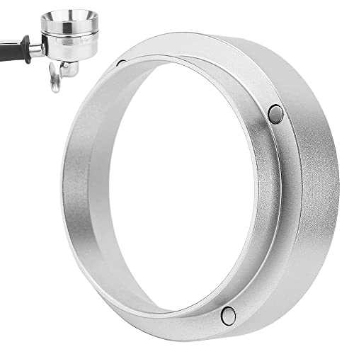 DIKEBAO Anello Dosatore per Caffè Imbuto Dosatore per Espresso 51mm Anello di Dosaggio Magnetico Anello per Polvere di Caffè Anello Dosatore Universale in Alluminio per Macchina Espresso, Argento