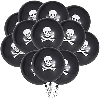 Euvoym 24 Pieces Pirate Party Decorations Balloons 12 Inch Latex Skull and Cross Bones Balloons Pirate Balloons for Pirate Theme Party Halloween Party Decoration (24)