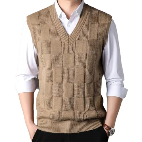 Men's Luxury Knitted Pullover Vest Casual Button Solid Color O Neck Sleeveless Loose Knitwear Top
