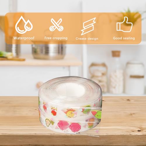 Image of Kitchen Bath Caulk Tape Sealant Strip, 1.5''x10.5FT PVC Self Adhesive Toilet Caulk Strip, Caulking Tool Decorative Sealant Tape for Bathtub Toilet Base Sink Shower- Dragon Fruit 2 pcs.