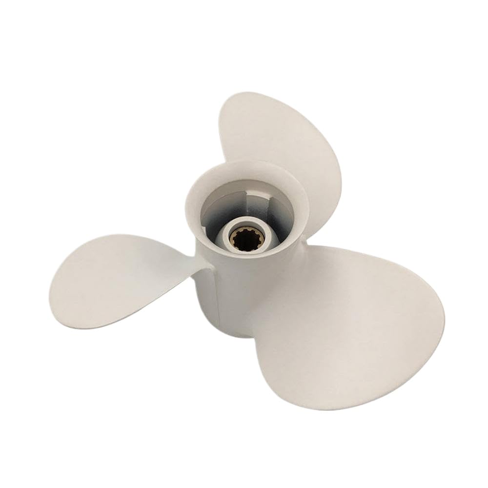 Elica In Alluminio Bianca 3 Pale 664-45945-00-EL 9 7/8 X 10 1/2 Pollici 10 Scanalature Rotazione R Compatibile Con Fuoribordo 20-30 HP