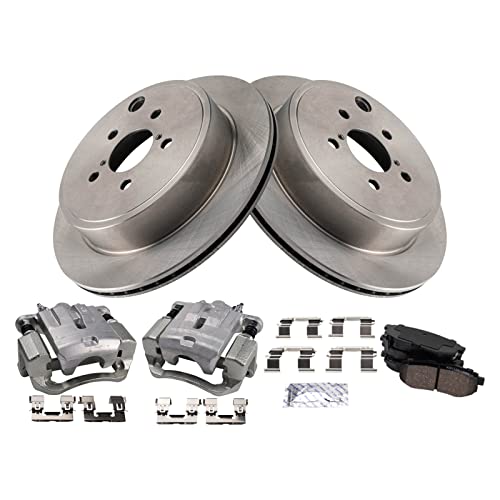 Image of TRQ Rear Brake Pad and Rotor Set Ceramic Vented Rotors Calipers | For 2013-2016 Scion FR-S 2013-2019 Subaru BRZ 2010-2014 Legacy 2017-2019 Toyota 86