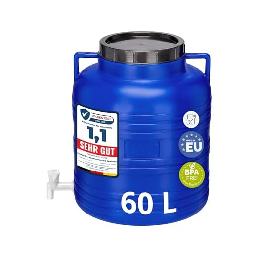Garronda Réservoir Eau 60 litres sans BPA avec Robinet et Couvercle Idéal pour Choucroute et Salaison GD-0090, Bleu