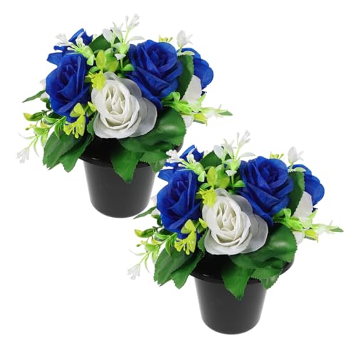Toyvian Ornement Cimetière avec Fleurs Artificielles Bouquet pour Pierres Tombales Décoration pour Vase De Cimetière Fleurs Soie pour Tombe pour Décoration De